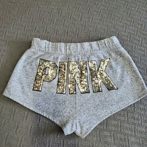 PINK Victoria's Secret gray shorts gold sequined